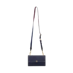 TORY BURCH Кожаная мини-сумка через плечо кроссбоди женская тёмно-синяя