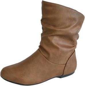 Женские мягкие ботильоны из искусственной кожи с низким плоским каблуком для комфортной повседневной носки AtXiteli, Brown
