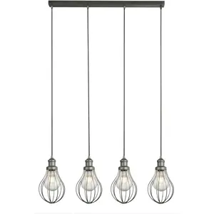 Подвесной светильник Balloon 4Lt Bar Pendant - оловянный металл E27 1 шт. Searchlight, серебряный