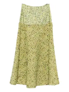 Расклешенная твидовая юбка миди DIESEL, зеленый