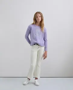 Джинсы для девочек с расклешенным кроем, слегка эластичные, с распушенными краями Scalpers, белый