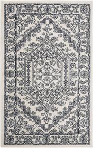 Ковер SAFAVIEH, 77 x 122 см, Adirondack Collection, Ivory & Navy, Oriental Medallion Design, Non-Shedding & Easy Care, идеален для помещений с высокой проходимостью: прихожей, гостиной, спальни (ADR108R)