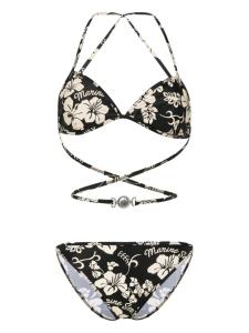 Marine Serre бикини с цветочным принтом, черный