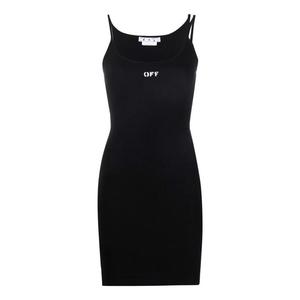 Платье (WMNS) Off-White Off-Stamp Ribbed Dress 'Black'