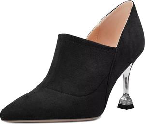 Женские ботильоны FYS с заостренным носком, расклешенные, на среднем каблуке типа «кикуна», без шнуровки, модные повседневные обувь для улицы и шопинга, размеры 4-16 US, Black