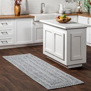 Ковер nuLOOM, 77 x 244 см, Rowan Solid для помещений и улицы, для гостиной, патио, террасы, крыльца, прихожей, коридора, кухни, blue/ivory