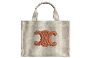 CELINE Сумка-шоппер Cabas Thais тканевая маленькая женская бежевая