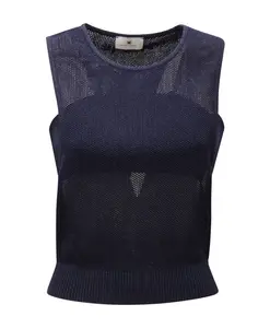 Вязаная майка со съемным поясом Elisabetta Franchi, синий