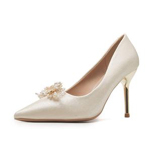 Туфли на тонком каблуке 7 см, женские, серебристые Dunnu, Red