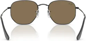 Солнцезащитные очки Ray-Ban унисекс для взрослых Rb3548n с шестиугольными плоскими линзами, Black/Brown Mirrored Turquoise