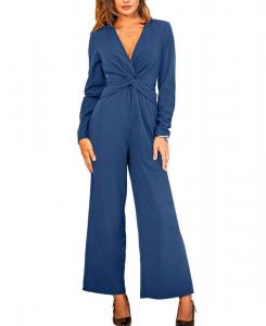 Элегантный женский комбинезон с широкими штанинами и перекрученным передом Cupshe, Dark blue