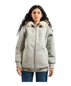 Серая стеганая толстовка с искусственным мехом Fracomina, серый