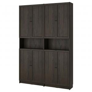 Книжный шкаф с расширением высоты ut/drs BILLY/OXBERG IKEA, 160x30x237 см, цвет dark brown oak effect