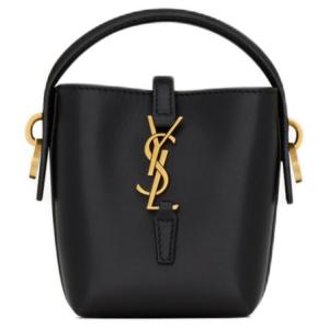 Кожаная ведерко сумка, клатч, через плечо, кросс-боди экстра мини женская черная SAINT LAURENT