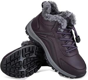 Женские водонепроницаемые зимние сапоги для снега с теплой подкладкой из меха, удобной, с нескользящей мягкой подошвой, для прогулок на улице HDFDB, Purple