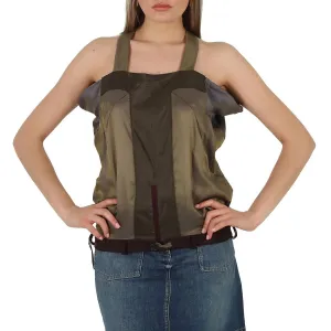 Женская шерстяная блузка бордового цвета с квадратным вырезом Maison Margiela