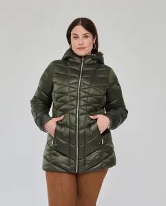 Женская длинная стеганая парка с двойным воротником October, зеленый