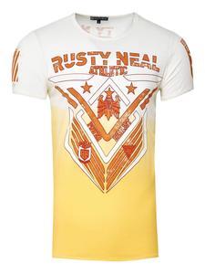 Футболка с круглым вырезом и принтом спереди желтого цвета Rusty Neal