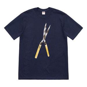 Футболка ss19 shears tee large scissors printing short sleeve navy blue Supreme, синий