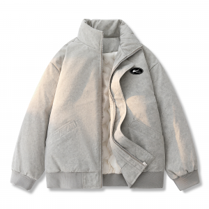 Пуховик Unisex с воротником стойкой утепленный WARRIOR, серый (diy badge)