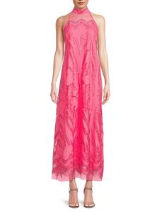 Платье-макси Camila Mesh с кружевом и бретельками через шею Ungaro, цвет Bubble Gum
