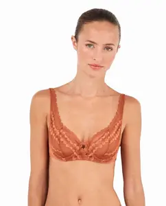 Бюстгальтер-балконет без наполнителя с косточками Gisela, коричневый