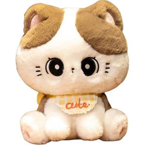 Мягкая и милая плюшевая кукла котенка высотой 25 см Happy Fish, бежевый