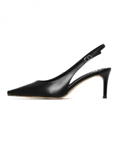 Кожаные туфли-лодочки с металлическими акцентами - черные Cesare Gaspari, черный