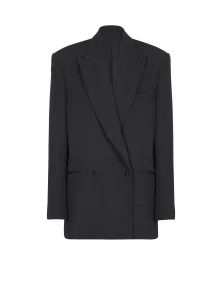 Жакет оверсайз из ткани "грен де пудр" Balmain, черный