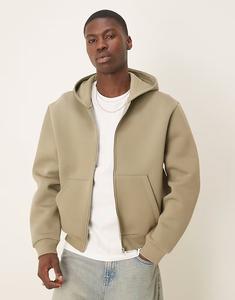 Толстовка свободного покроя ASOS DESIGN свободного покроя с капюшоном цвета хаки на молнии