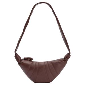 Lemaire Кожаная сумка-круассан на плечо малого размера для женщин в цвете жженого ореха