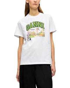 Футболка с графическим логотипом GANNI, белый