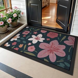 Dajiang Ковер 80х120 см из высокоэластичного нейлона для прихожей, устойчивый к износу и скольжению, с цветочным принтом
