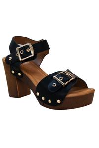 Модные туфли на каблуке с пряжкой под дерево IVACHY, черный