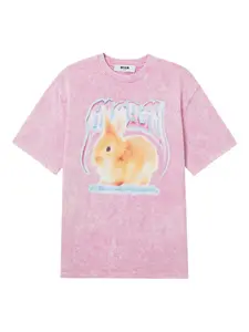 Футболка с графичным принтом Msgm, розовый