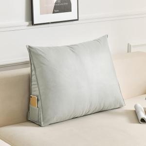 Подушка для чтения размера Queen, клиновидная подушка, изголовье для удобного положения сидя во время отдыха в постели, мягкая треугольная подушка, подушка для поддержки поясницы и ног (цвет: серебристый, размер: 27,5 дюймов) COZMAX, Silver