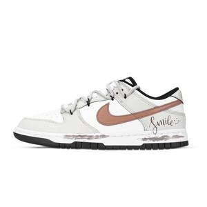 Nike Кроссовки для скейтбординга Dunk Smile Coffee, износостойкие, унисекс, серые, коричневые, белые