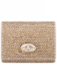 Сумка кросс-боди с клапаном, украшенная крупными кристаллами Nina, золотой