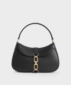Сумка-хобо Agatha с цепочкой Charles & Keith, цвет Black
