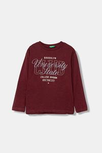 Детская хлопковая кофта с длинным рукавом United Colors Of Benetton, бордовый