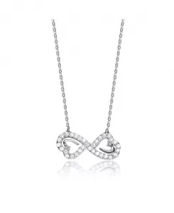 Изящное ожерелье-бантик из стерлингового серебра с белым золотом и кубическими цирконами Genevive, white