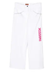 Прямые брюки с пайетками Missoni Kids, белый