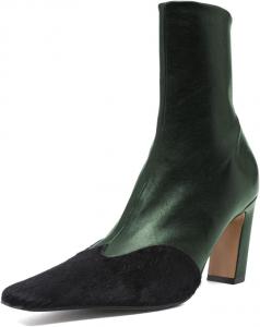 Женские ботильоны Pazzion с квадратным носком, панельным дизайном, боковой молнией, высокими каблуками на устойчивом блоке, из двух материалов, короткие ботинки для офиса и делового стиля, размеры US 4-16, Green