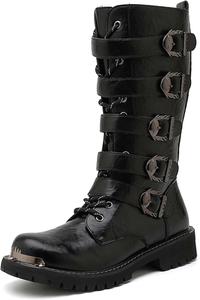 Мужские мотоциклетные ботинки городской стиль боевые рыцарские ботинки с высоким голенищем, ветроустойчивые и противоскользящие, для ходьбы и дорожных гонок, униформа для езды, черные, коричневые Generic