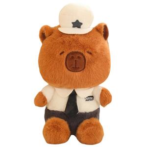 Плюшевая кукла капибара в полицейской форме, высота 25 см, длина 25 см Mise, белый