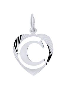 Lucardi Серебряный кулон 925 пробы в форме сердца с буквой С