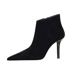 QITUMAUL Черные женские ботильоны на каблуке 10 см без подкладки, цвет Black Unlined[Heel Height 10cm]