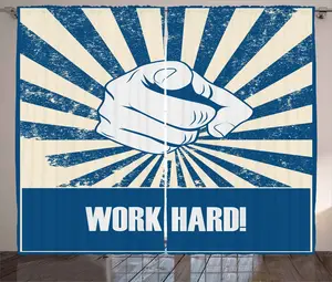 Мотивирующая штора ABAKUHAUS в деревенском стиле, указательный палец, универсальная ленточная штора для гостиной с петлями и крючками, 280 х 245 см, нежно-голубой/темно-синий Abakuhaus