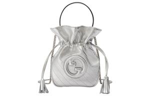 GUCCI Кожаная сумка ведро через плечо миниатюрная женская серебристая
