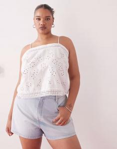 COLLUSION Plus топ-комбинация с открытой спиной в технике пэчворк крючком белого цвета